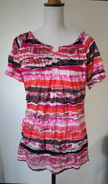 Blouse manches courtes à motifs rose fushia La Redoute Taille 4 ou 40 42