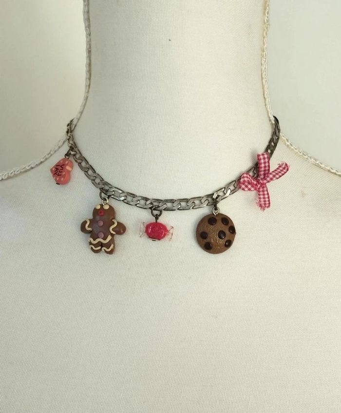 Collier cookie bonbon pain d'épices