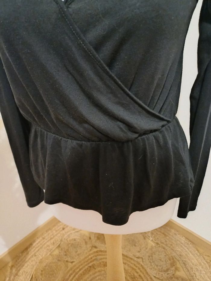 Blouse noire chic cache-coeur légère Bik Bok taille S 36 - photo numéro 5