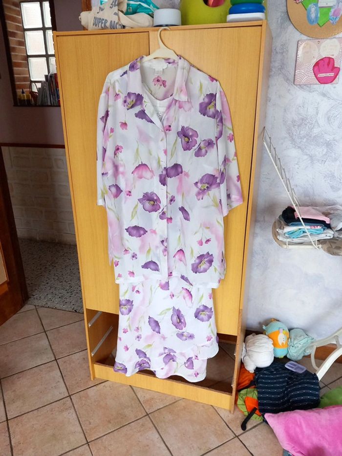 👵robe + chemise mousseline polyester T48 la redoute - photo numéro 3