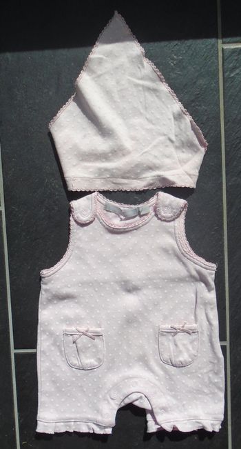 Adorable barboteuse été fille 3 mois (60 cm) et son bandeau fichu