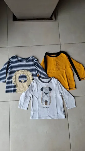 Lot 3 tee-shirts manches longues 12 mois