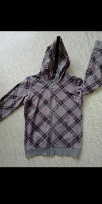 Veste sweat léger carreaux rose /gris