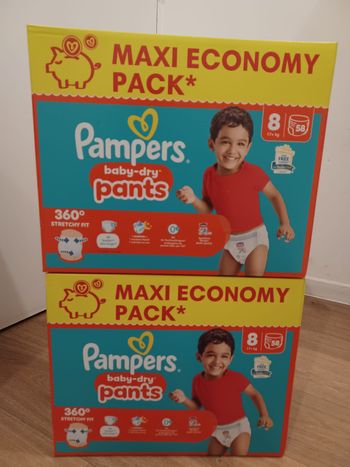 2 Cartons couches Pampers Pants baby-dry Taille 8 - Maxi-Ecopack