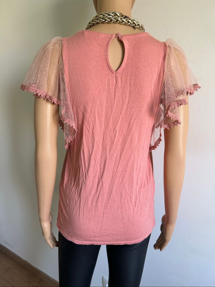 Blouse rose à manches courtes Naf Naf taille S comme neuve - photo numéro 5