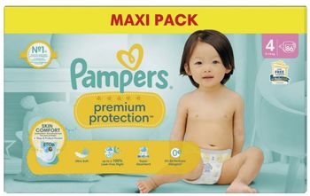 1 Carton couches Pampers premium Taille 4 / 9 à 14kg - Maxipack - carton de 86 couches