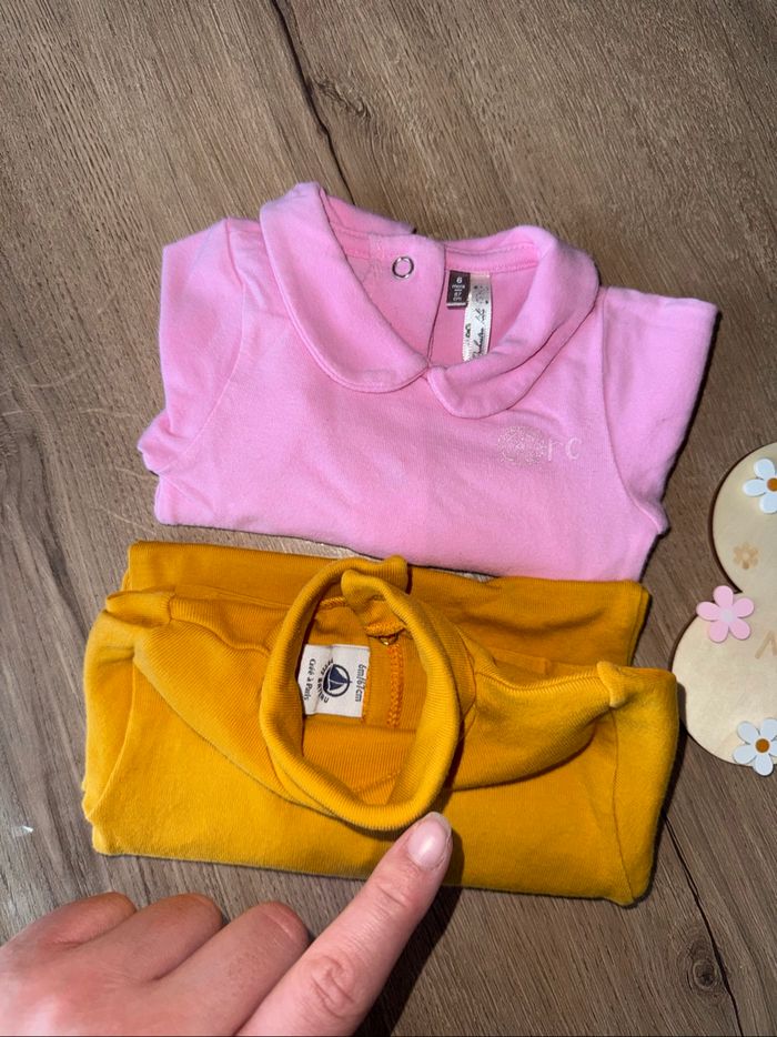 Body manche longue petit bateau et orchestra jaune et rose 6 mois - photo numéro 4