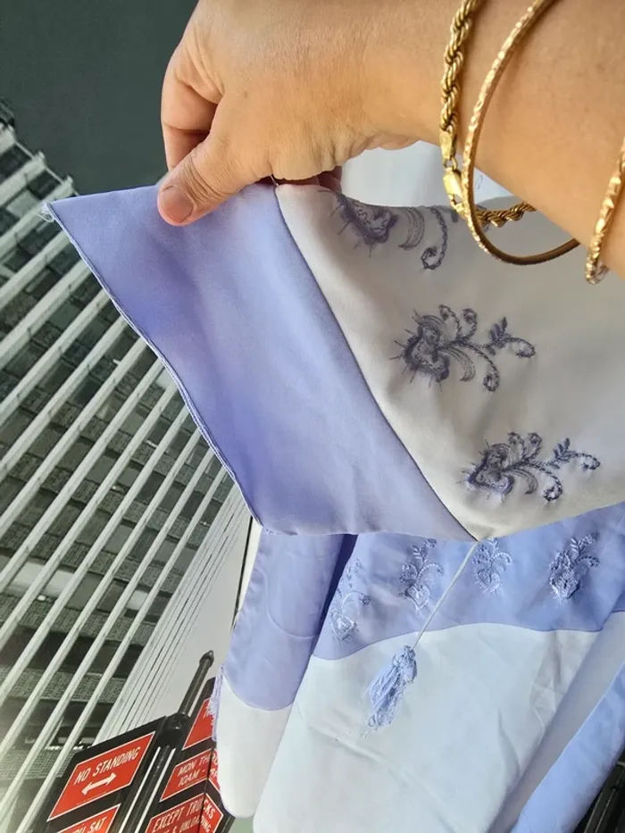 Gandoura/tunique lilas & blanche XXL - photo numéro 4