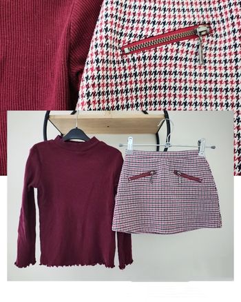 4 ans ensemble teeshirt côtelée Gémo et jupe kiabi