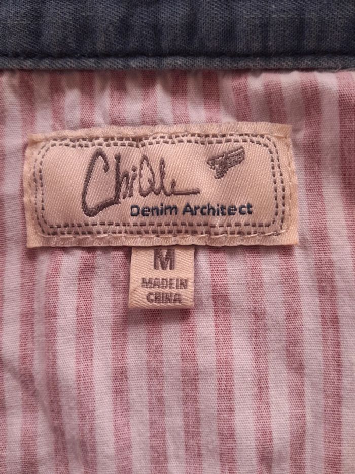 Chemise sans manche imprimé effet jean Chi Ole denim architect - photo numéro 3