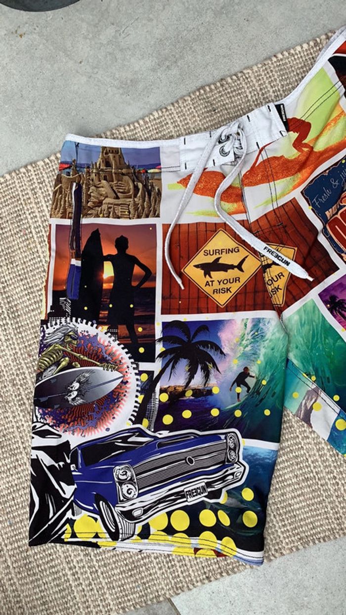Short long de bain marque freegun taille XL modèle rare US faire offre - photo numéro 3