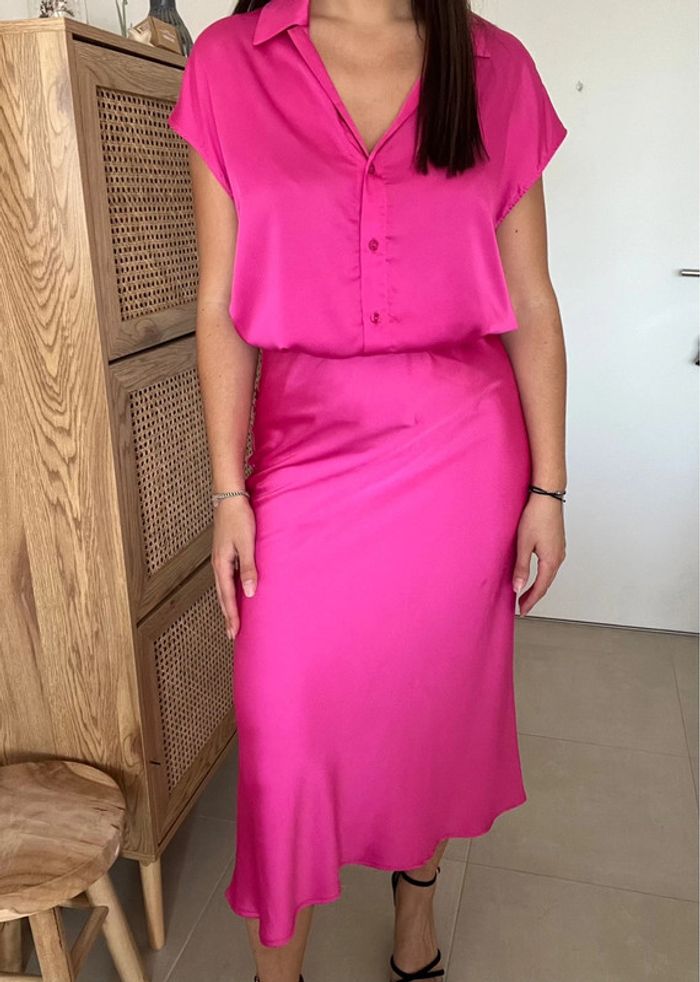 Ensemble jupe et chemisier fuschia Impérial