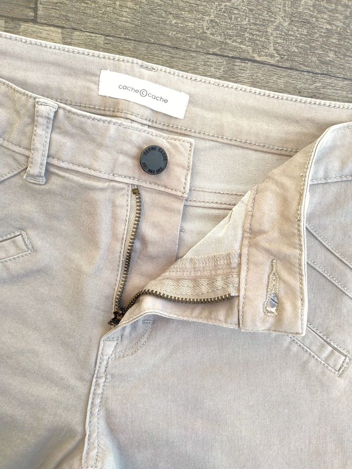 Pantalon skinny beige crème - Cache Cache • Fausses poches sur l'avant • 2 poches à l'arrière • Mati - photo numéro 5