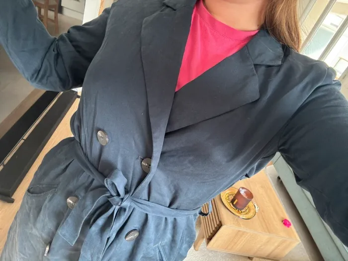 Trench long bleu marine - VILA taille M - photo numéro 4