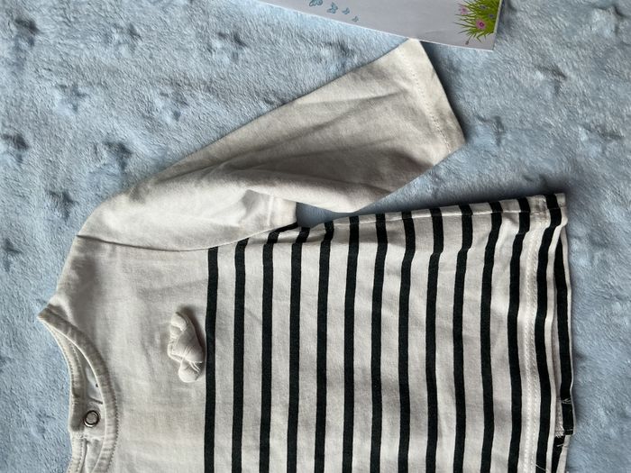 teeshirt manches longues blanc rayé marine noeud poitrine ouverture totale au dos 3 mois kiabi - photo numéro 5