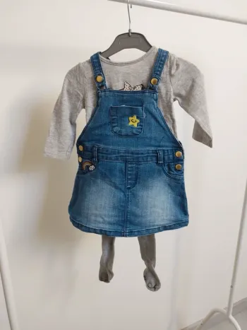 Ensemble Robe en jean t-shirt et collant 9 mois 71 cm