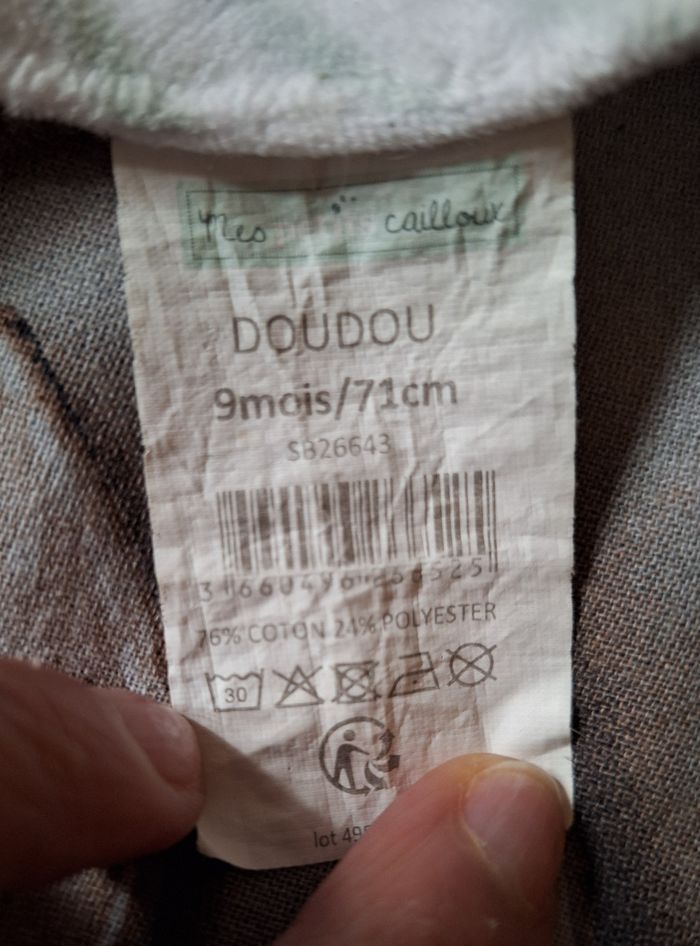 Doudou plat Mes Petits Cailloux - photo numéro 3