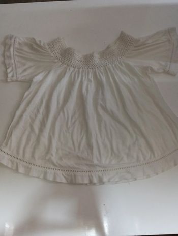 Tee shirt blouse femme manches courtes Roxy col dentelle taille S rétro vintage