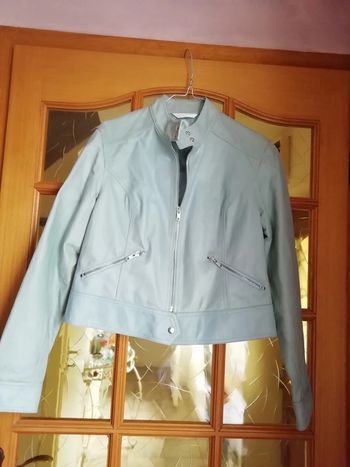 Veste simili cuir bleue