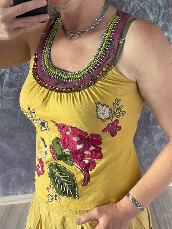 Ensemble jaune fleuri vintage Derhy - photo numéro 5
