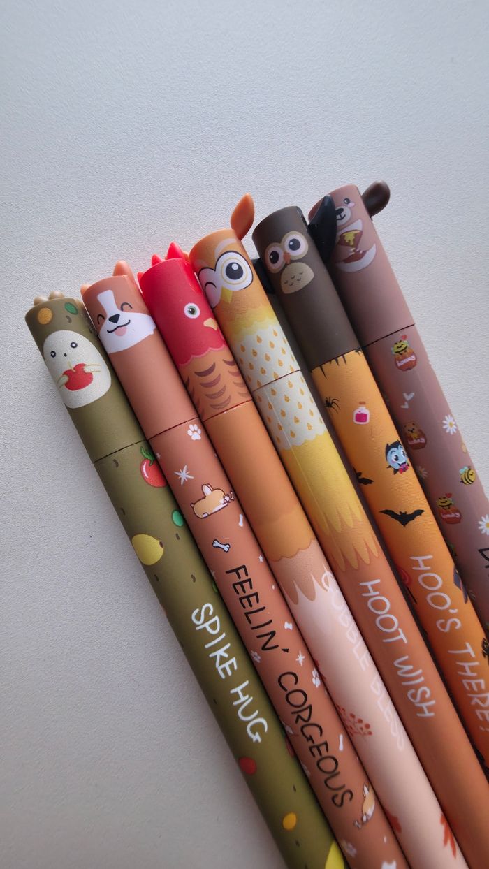 Lot de 6 stylos collection animaux kawaii
