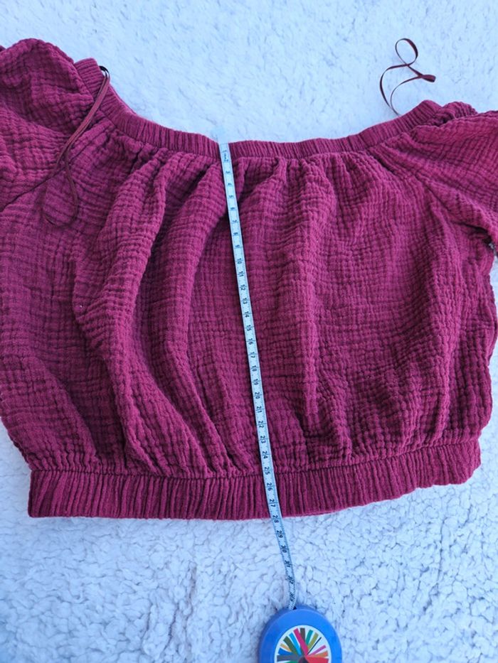 Top Bardot court Rouge Framboise - photo numéro 6