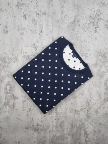 Pull bleu marine à pois blancs Tommy Hilfiger – Taille XXL/XL Femme (mesures en photos)