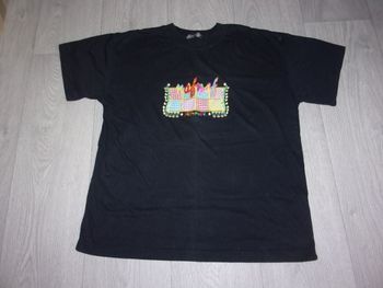 Tee shirt NAF NAF noir encart multicolore marque 40 TBE