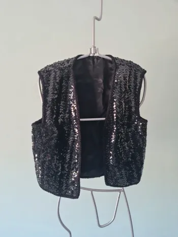 Boléro gilet à sequins noir