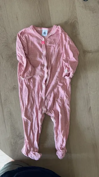 Dors bien en coton milleraies rose et blanc Petit Bateau