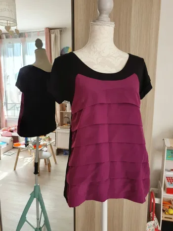 tee shirt noir violet zara taille M 38