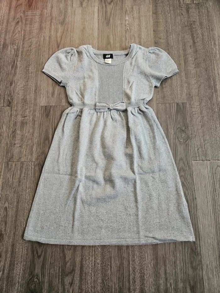 Robe fille grise pailletées doré taille 8 ans neuf
