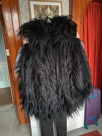 Veste fausse fourrure noire Vintage