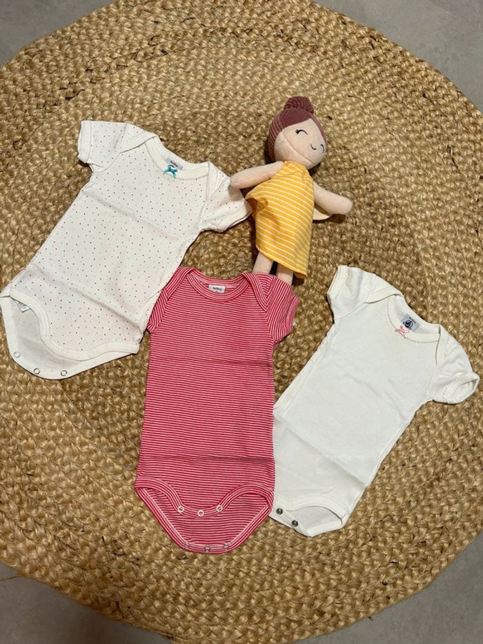 Lot de 3 bodies bébé fille petit bateau