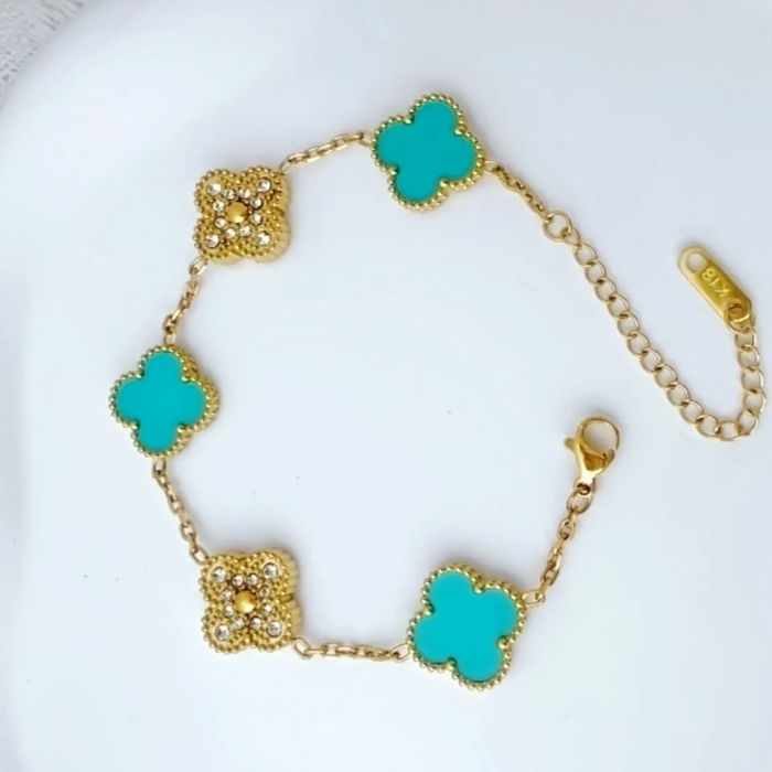 Lot de 4 bracelets en acier inoxydable 18K trèfle 1,2cm porte-bonheur 🍀 résistant à l'eau - photo numéro 2