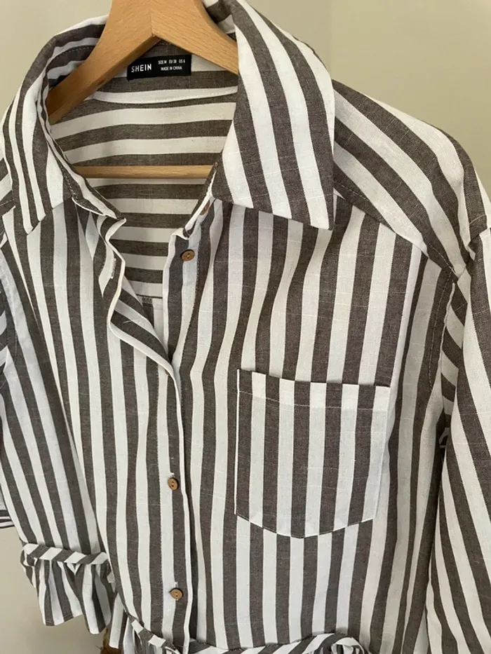 Chemise rayée marron et blanc - photo numéro 2