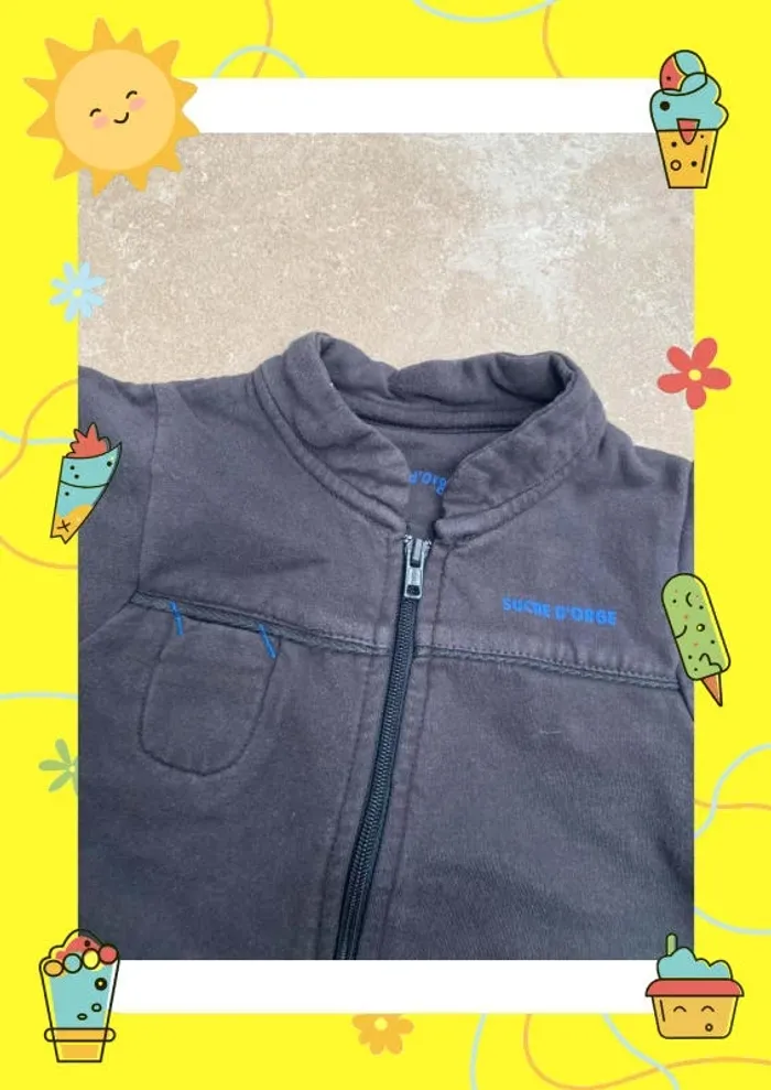 Gilet zippé gris foncé Sucre d'Orge 3 mois - photo numéro 2