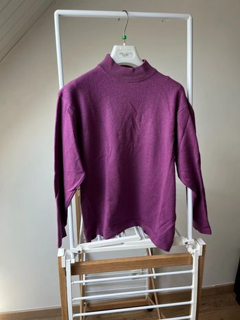 Pull d’hiver femme couleur violet col roulé Clara Vitti taille 46 48 très bon état