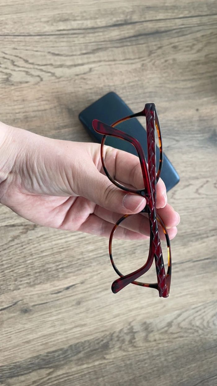Lunettes de vue rouge écaillée - photo numéro 3