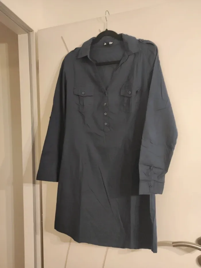 Robe chemise bleu marine Jennyfer Taille 42 - photo numéro 4