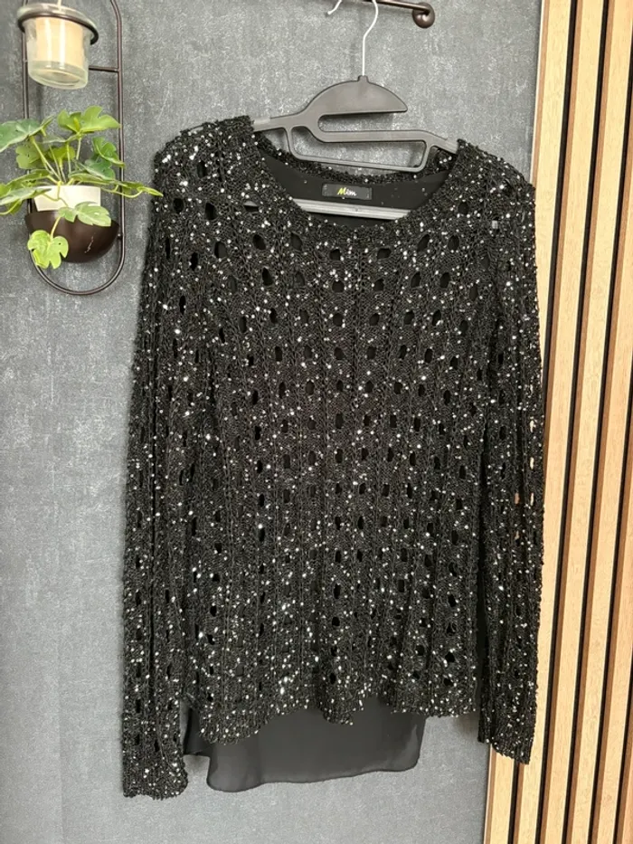 Haut noir sequin Mim ajouré