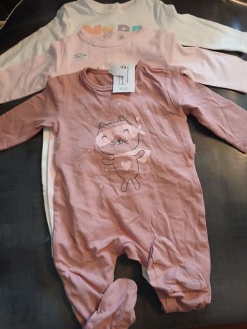 lot 3 pyjamas fille en coton tex baby 60 cm 3 mois 