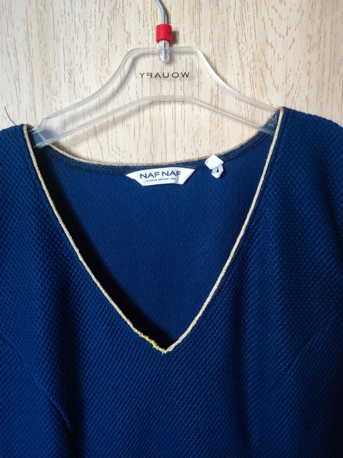 Robe bleu et doré col V Naf Naf - photo numéro 3
