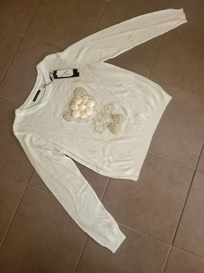 Sweat fin blanc de la marque Jasmine taille unique 💐 - photo numéro 3