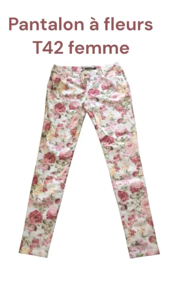 Pantalon à fleurs T42 femme 👖🌺