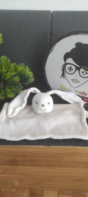 doudou lapin carre platblanc rose marron kimbaloo la halle Petit Ancien Vintage