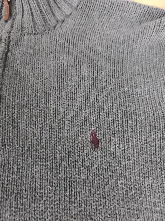 Pull quart zip camionneur homme 3XLT Ralph Lauren gris - photo numéro 3