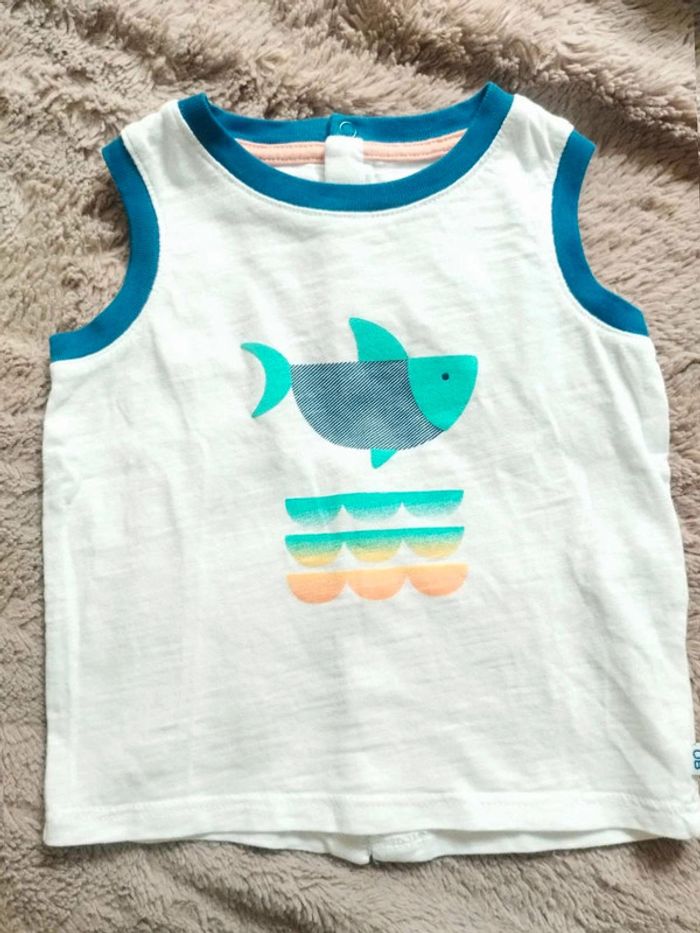 Tee-shirt blanc poisson 🐟 9 mois