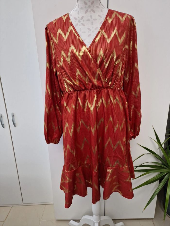 Robe Rouge Dorée Métallique - photo numéro 2