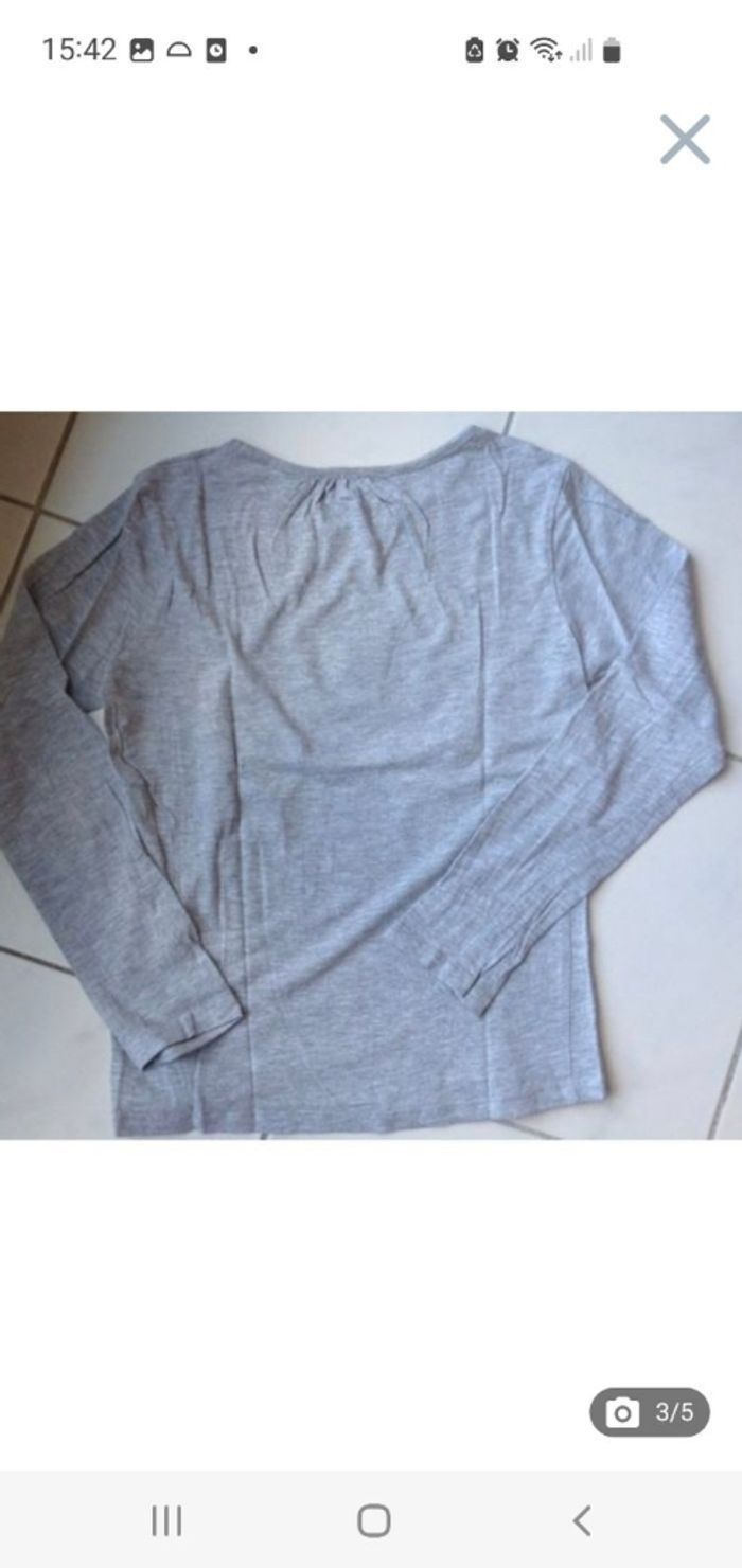 Tee-shirt ML gris chiné imprimé poissons 11/12 ans - photo numéro 5